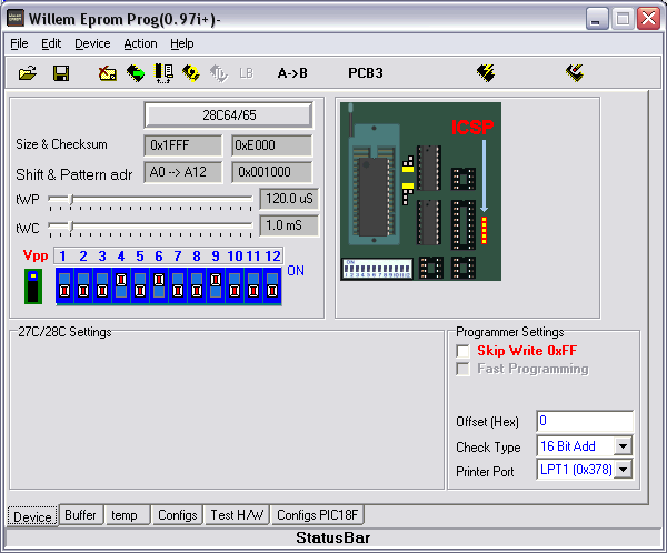 Willem 28C64 Configuration